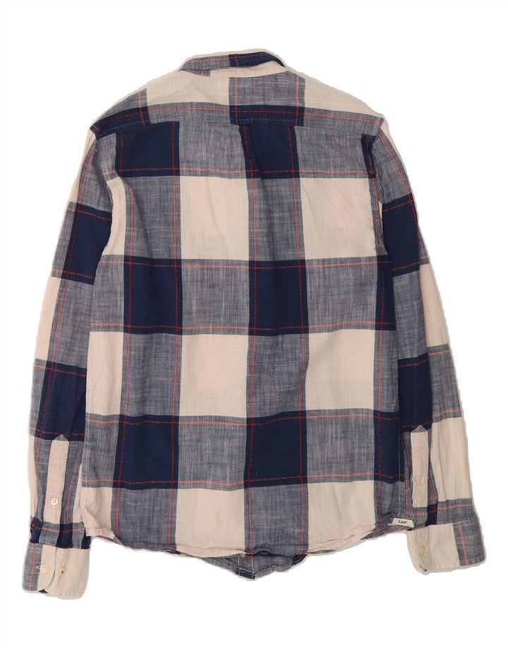 LEE Mens Regular Fit Flannel Shirt Small Navy Blue Check Cotton Vintage Lee and Second-Hand Lee from Messina Hembry 