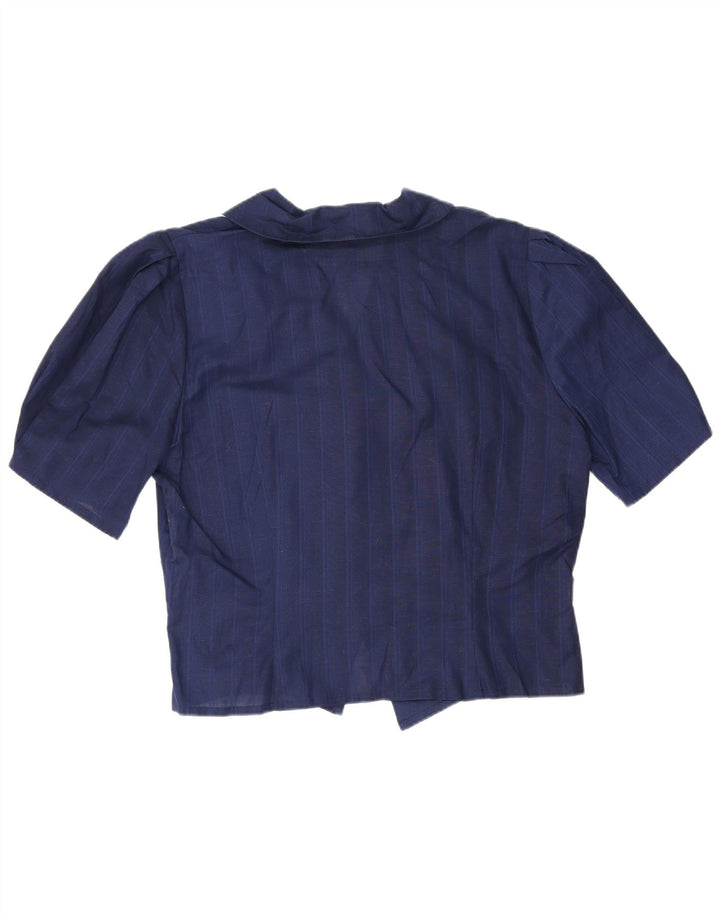 Vintage Damen Hemdbluse IT 44 Medium Marineblau gestreift