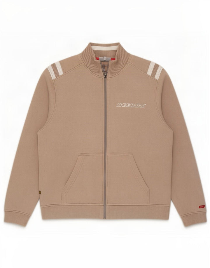 Reebok Damen Trainingsanzug Top Jacke UK 14 Mittelbeige Baumwolle