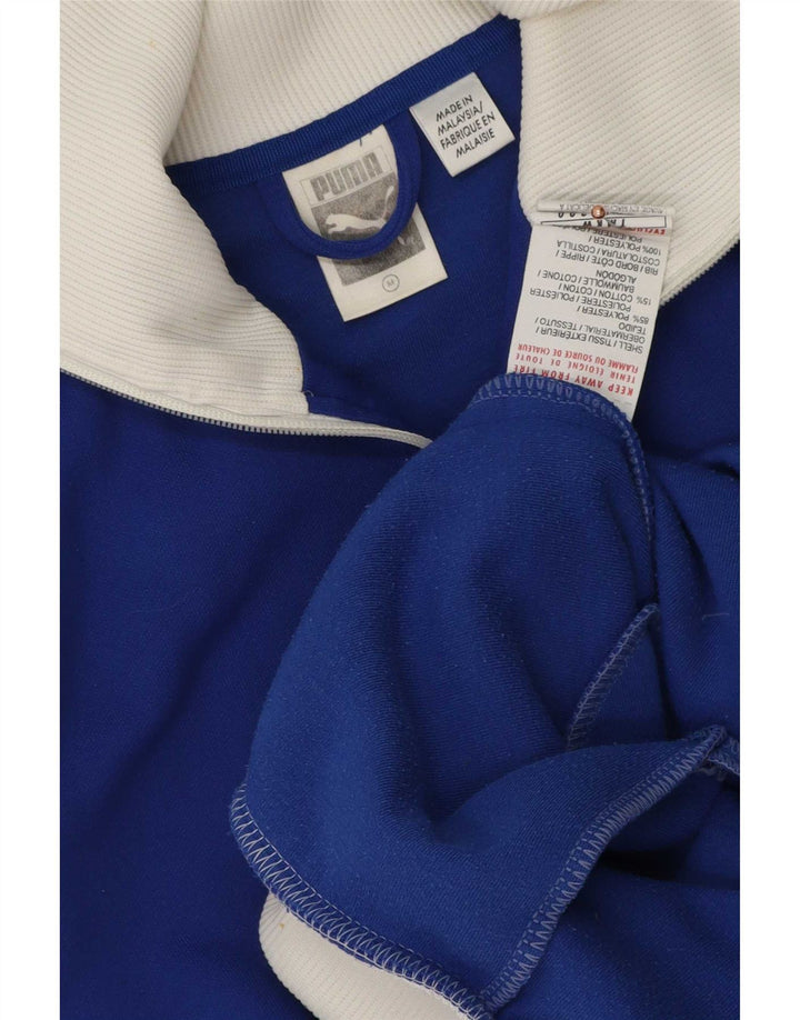 Puma Herren-Trainingsanzugoberteil mit Grafik, Mittelblaues Farbblock-Polyester