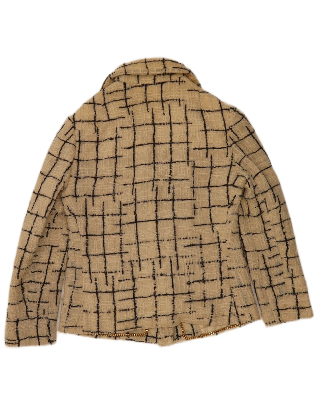Vintage Damen 4-Knopf-Blazerjacke UK 10 Small Beige Check