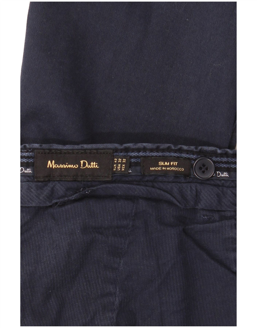 MASSIMO DUTTI Herren Slim Fit Chinohose EU 42 Large W32 L34 Marineblau
