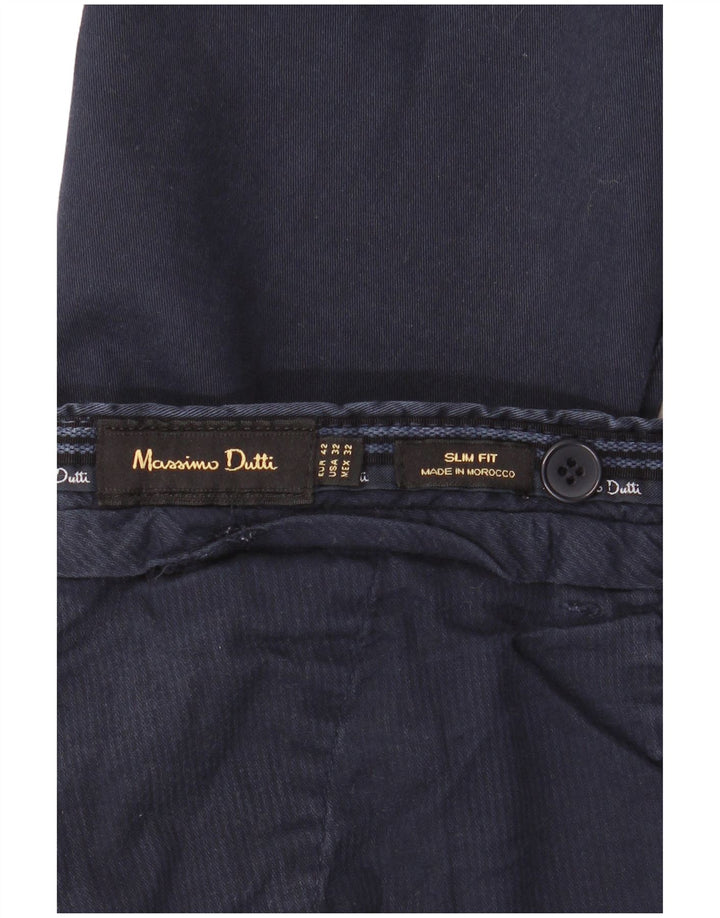MASSIMO DUTTI Herren Slim Fit Chinohose EU 42 Large W32 L34 Marineblau