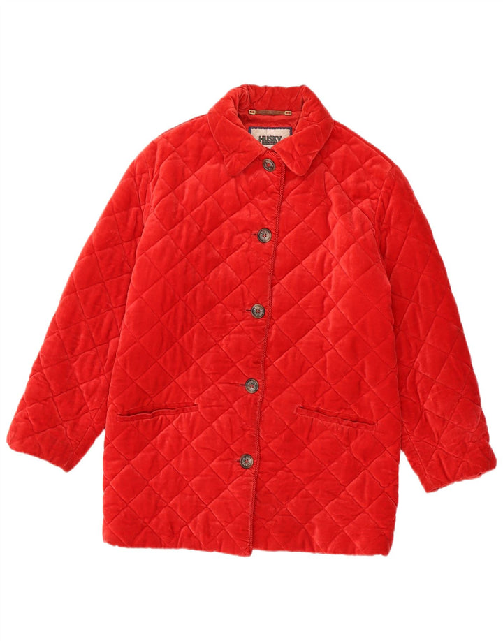 Husky Damen Samt-Steppjacke UK 14 Mittelrot
