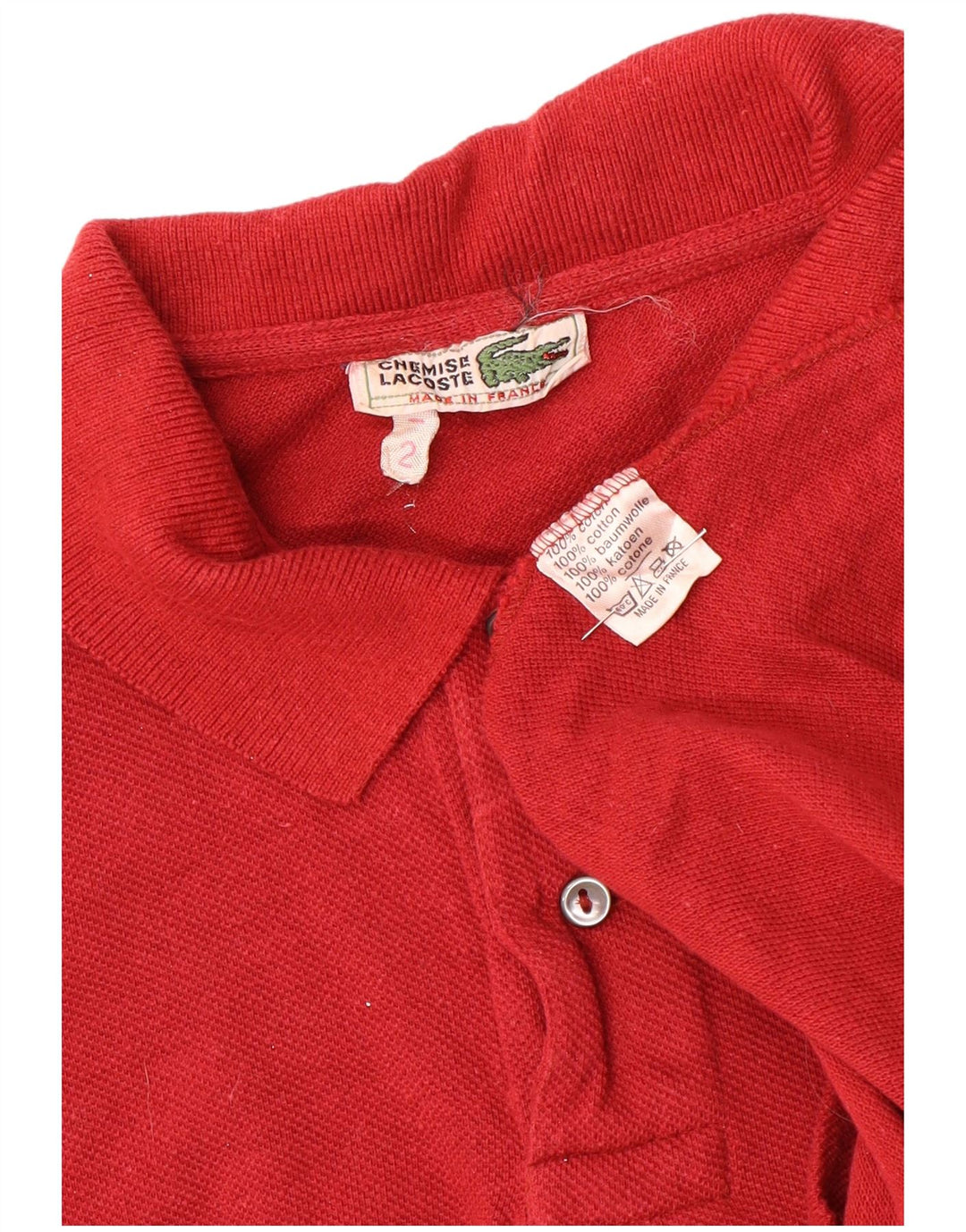 Lacoste Herren-Poloshirt, Größe 2 XS, rote Baumwolle