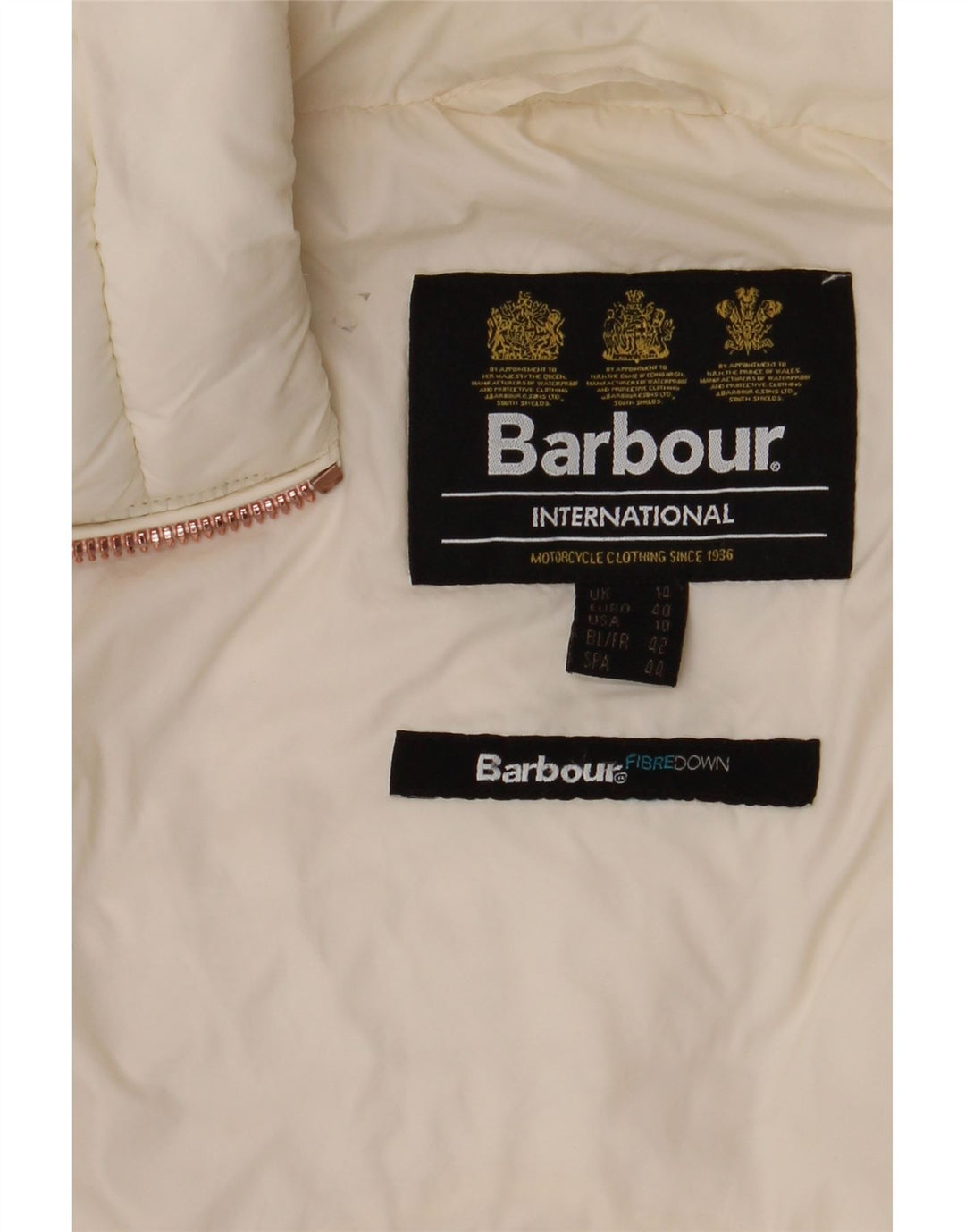 Barbour Damen gepolsterter Mantel UK 14 Large Weiß Synthetik