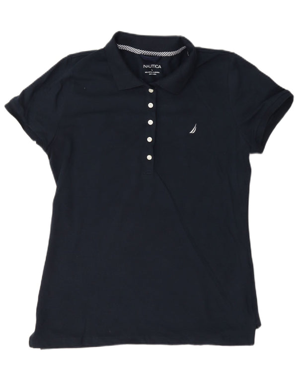 Nautica Damen Poloshirt UK 16 Large Marineblau Baumwolle