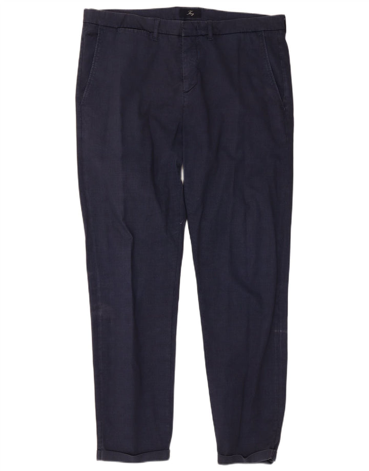 Fay Herren Slim Chino-Hose W38 L30 Marineblau kariert
