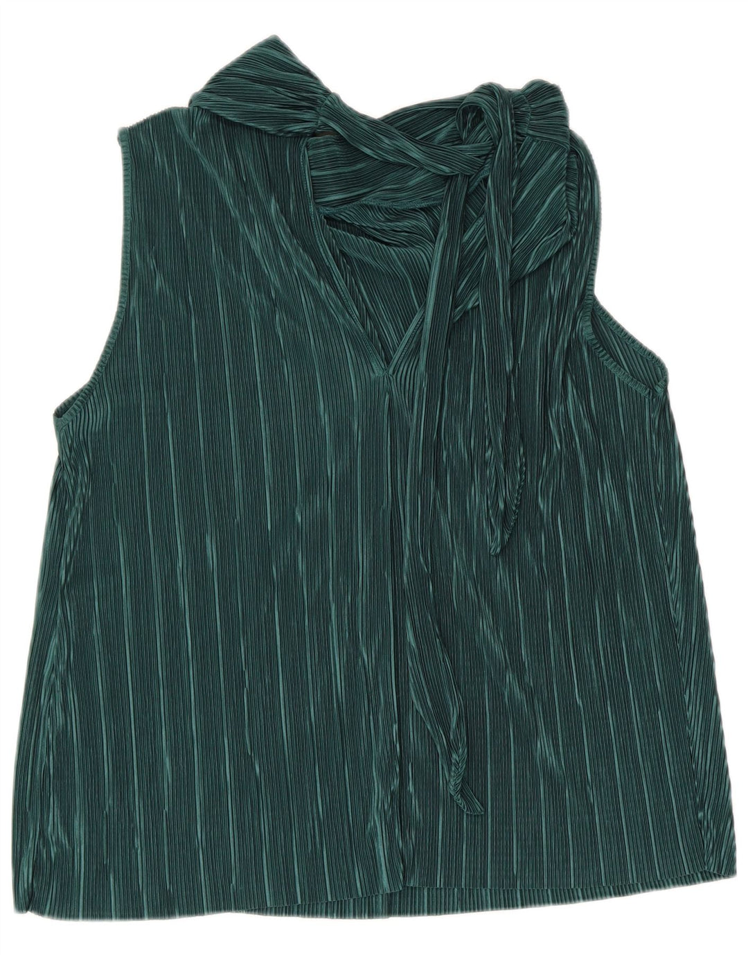 Ärmelloses Blusenoberteil für Damen von Zara, Gr. 44, groß, grün gestreift, aus Polyester