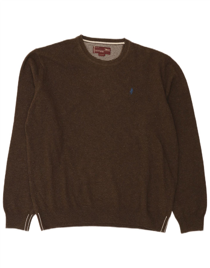 Marlboro Classics Herren-Pullover mit Rundhalsausschnitt, XL, braune Wolle