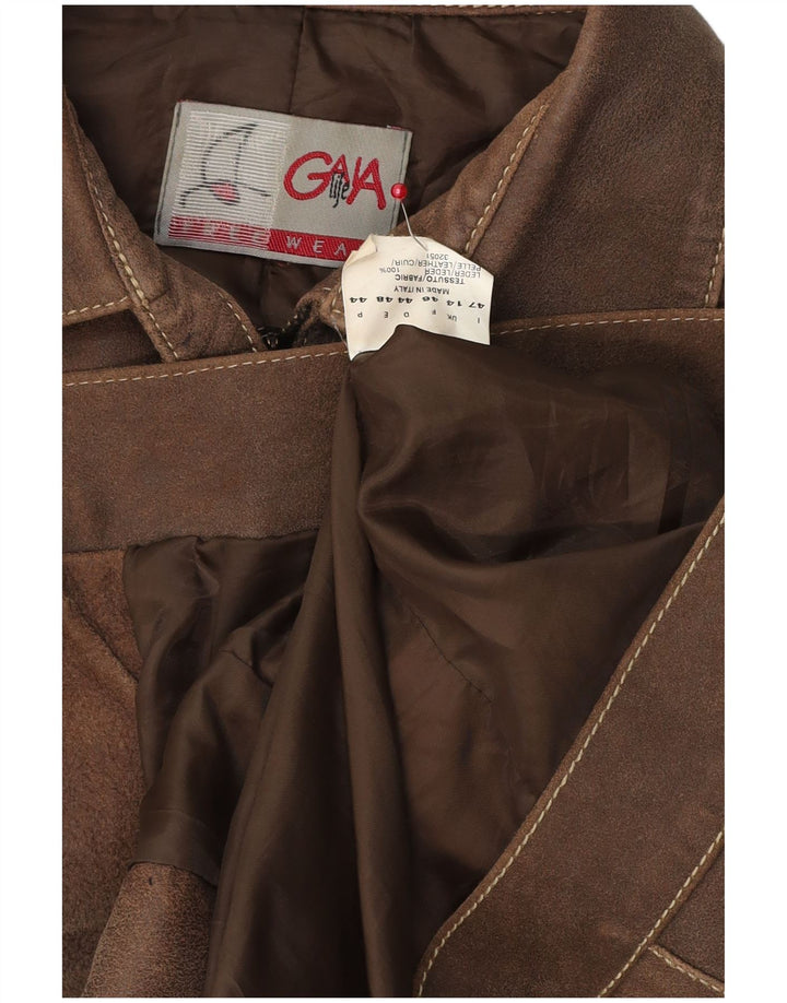 Vintage Damen Lederjacke UK 14 Großes braunes Leder