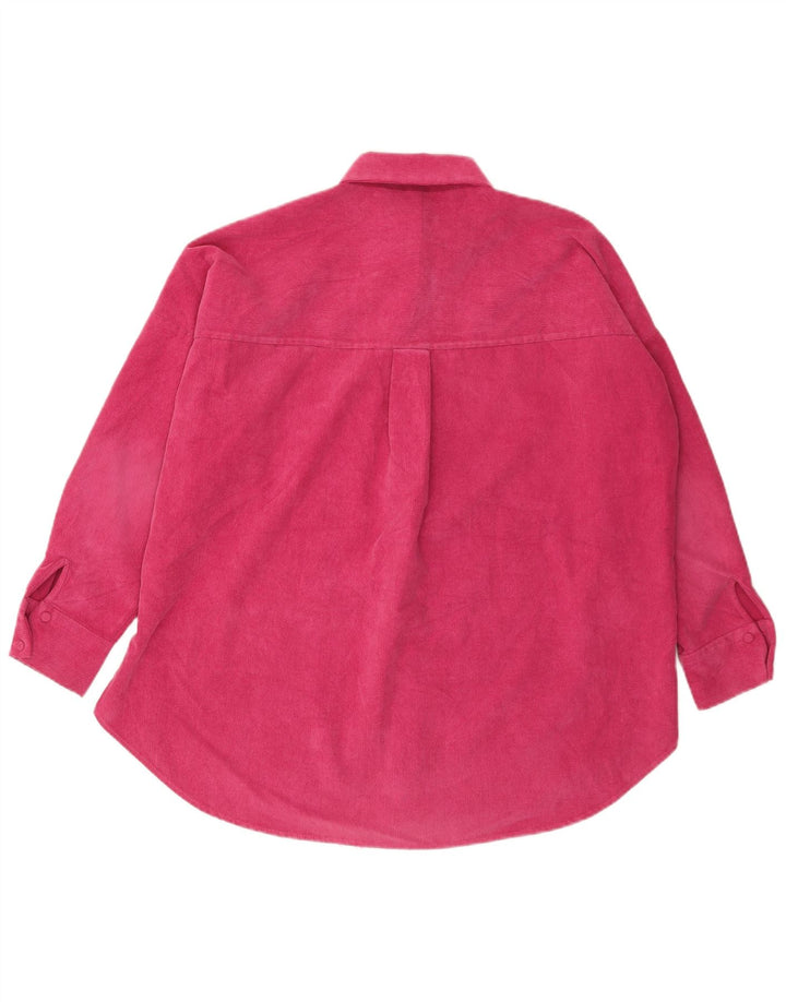 Übergroßes Flanellhemd von Zara für Damen, UK 6, XS, rosa, Polyester