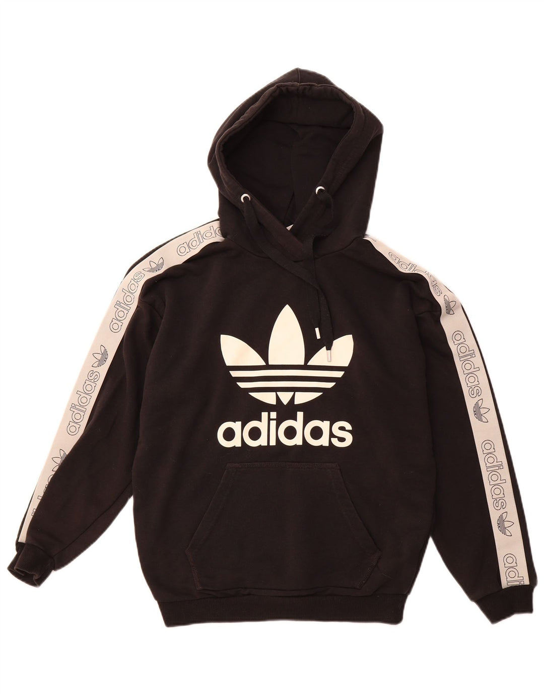 ADIDAS Damen-Pullover mit übergroßem grafischem Kapuzenpullover, Gr. 8, Größe S, Schwarz, Farbblock