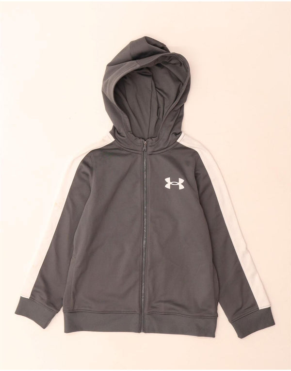Under Armour Jungen-Kapuzenpullover mit Reißverschluss, 7–8 Jahre, Größe S, Grau, Farbblock