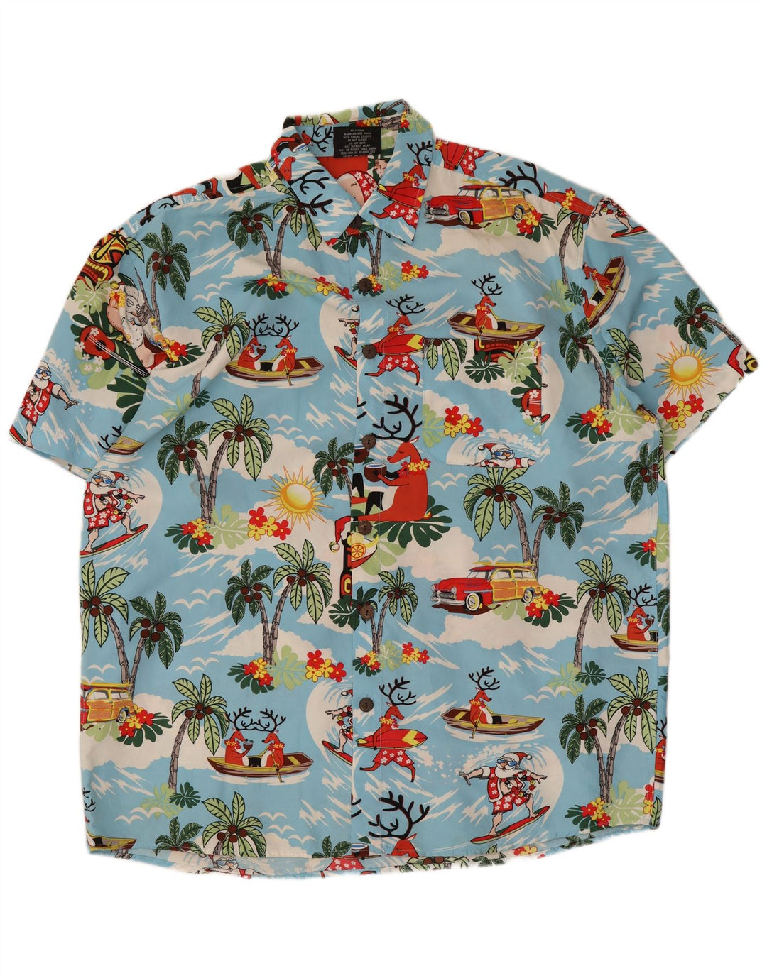Lowes Hawaii-Kurzarmhemd für Herren, groß, blau, Polyester