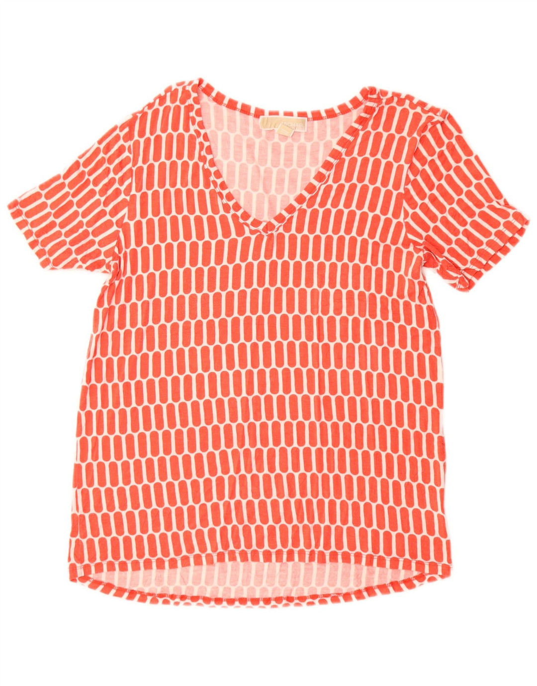 MICHAEL KORS Damen T-Shirt Top UK 10 Small Rot Geometrisch Synthetik