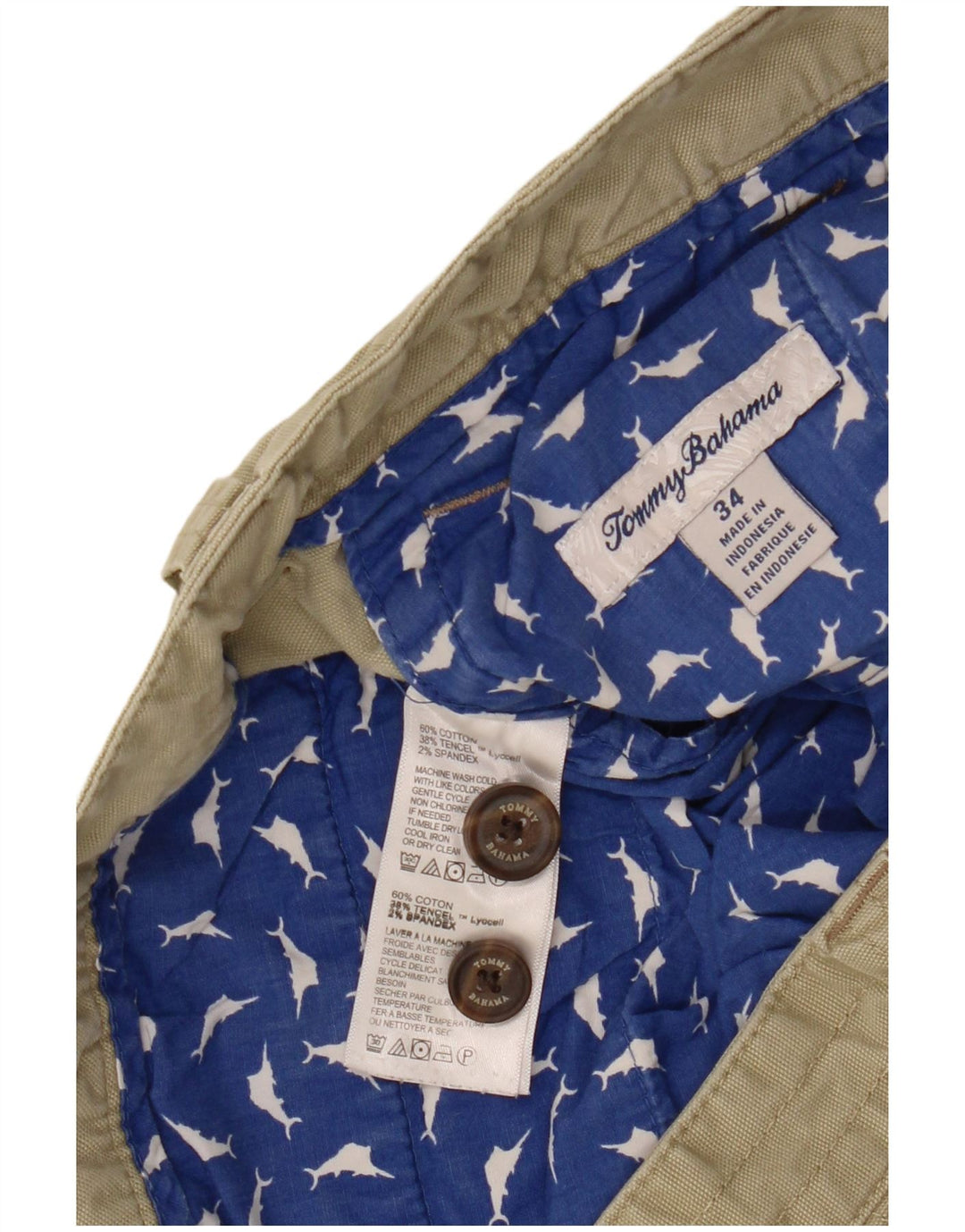 TOMMY BAHAMA Herren Cargo-Shorts W34 Große Khaki-Baumwolle