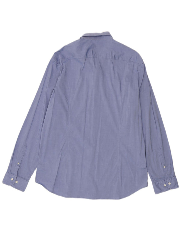 Hugo Boss Herren-Hemd mit normaler Passform, XL, blaue Baumwolle