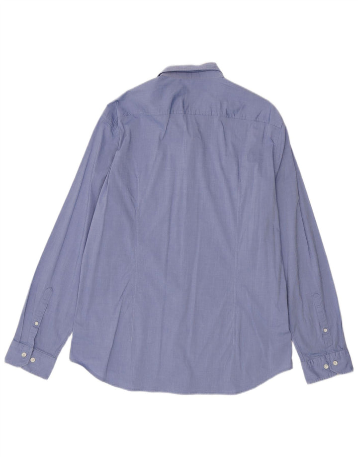 Hugo Boss Herren-Hemd mit normaler Passform, XL, blaue Baumwolle
