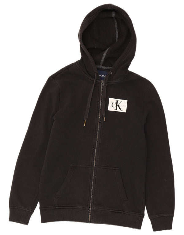 Calvin Klein Jeans Herren-Kapuzenpullover mit Reißverschluss, Größe S, schwarze Baumwolle