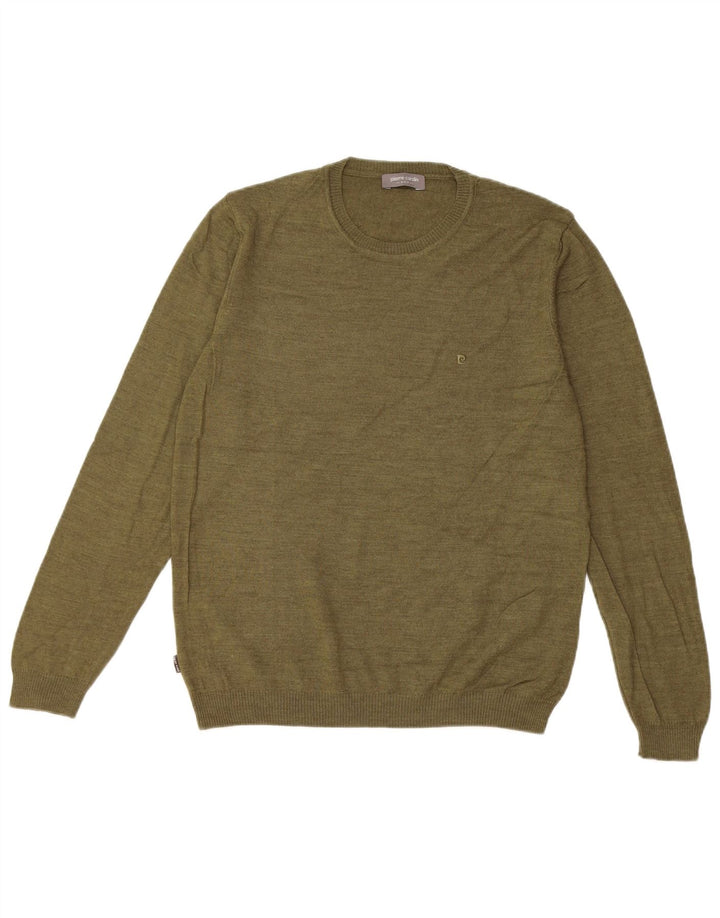 PIERRE CARDIN Herren-Pullover mit Rundhalsausschnitt, mittlere Khaki-Wolle