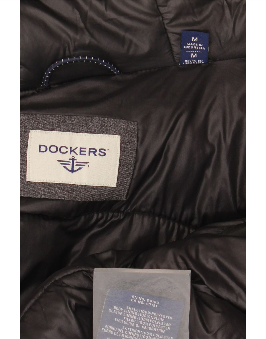 Dockers Wattierter Herrenmantel mit Kapuze, UK 38, Mittelgrau, Polyester