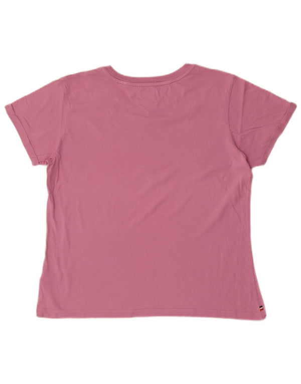 Tommy Hilfiger Damen T-Shirt Top UK 14 Large Rosa Baumwolle
