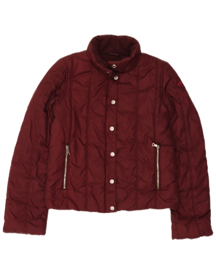 Guess Damen Wattierte Jacke UK 10 Small Burgundy Nylon
