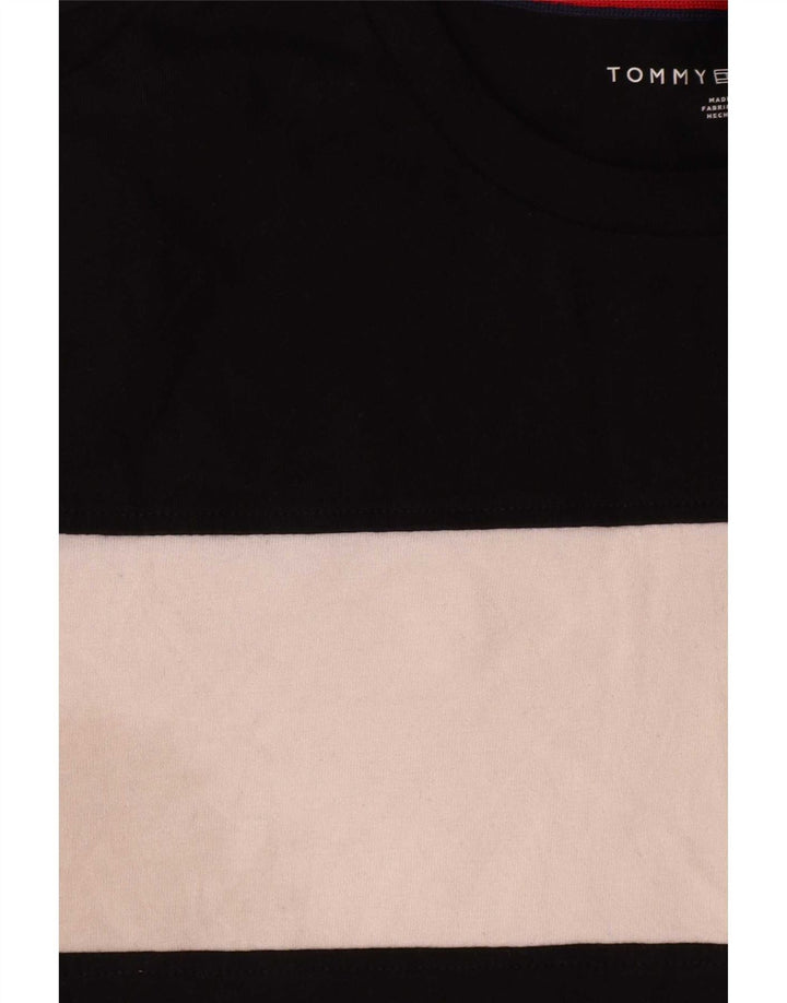 Tommy Hilfiger Herren-T-Shirt-Oberteil, Mittelschwarz, Colourblock-Baumwolle
