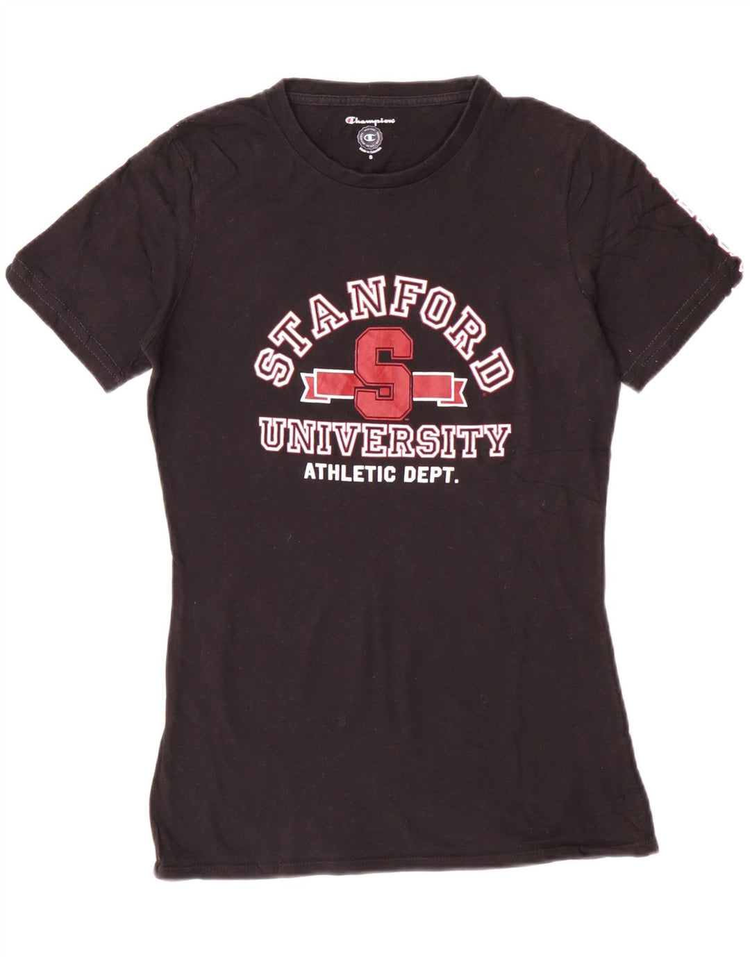 Champion Womens Graphic T-Shirt Top UK 10 Small Schwarz Baumwolle