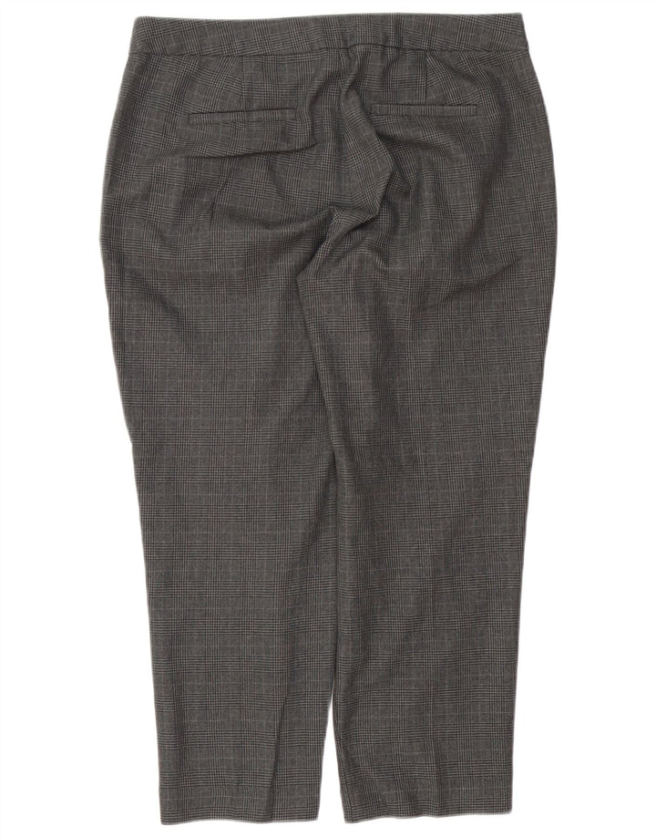 Marks & Spencer Damen-Hose, kurz geschnitten, UK 14, Größe L, W34, L25, grau kariert