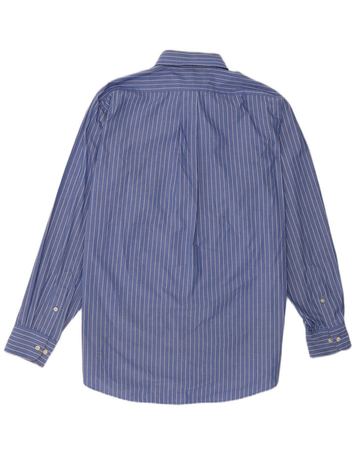 Chaps Herrenhemd, Größe 15 1/2, mittelblaue Nadelstreifen-Baumwolle