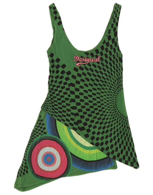 Desigual Damen grafisches asymmetrisches Kleid UK 8 Small Green Geometrisch