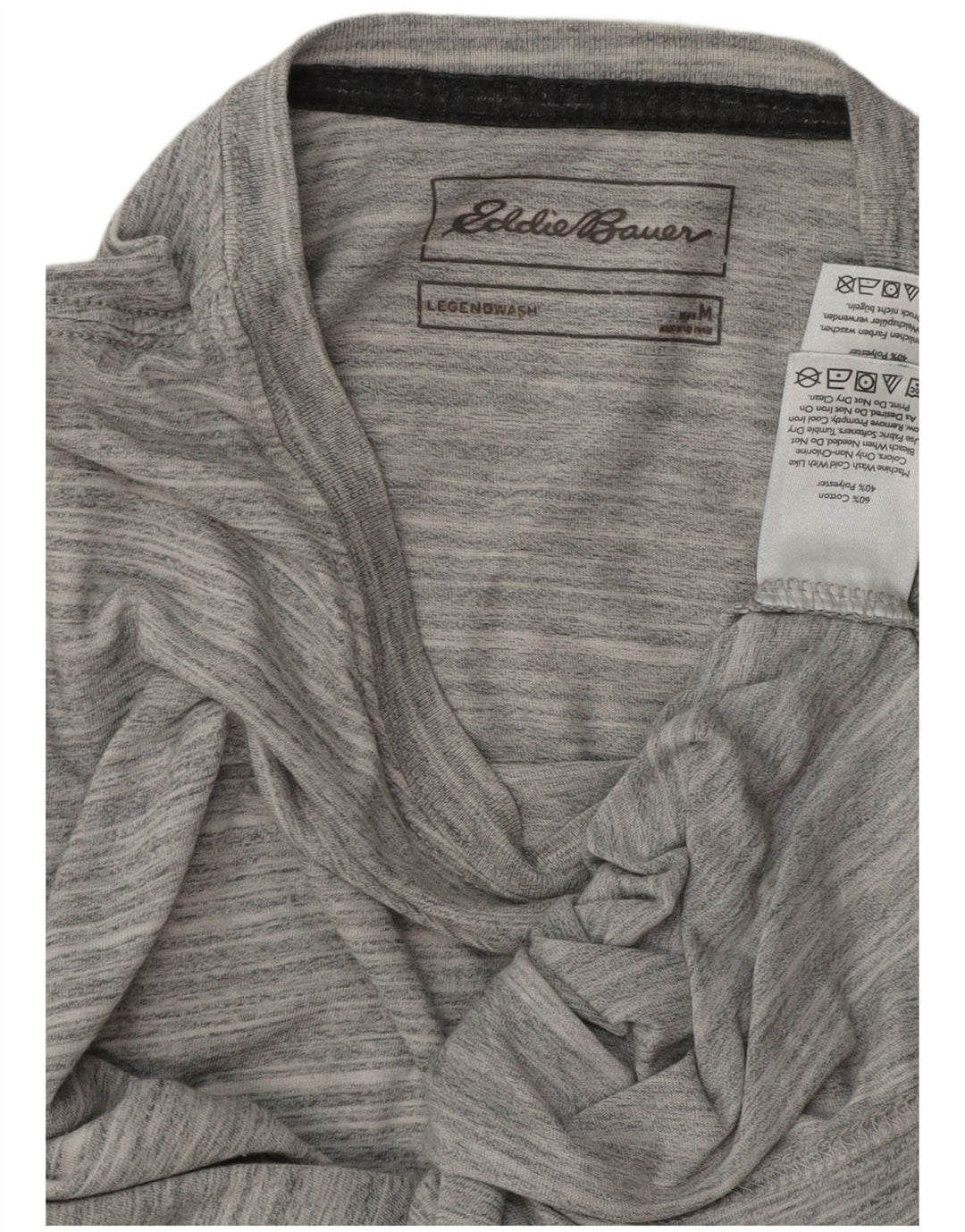 EDDIE BAUER Herren T-Shirt-Oberteil aus mittelgrauer Nadelstreifen-Baumwolle