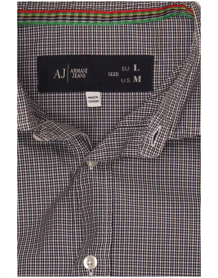 Armani Jeans Herren Slim Shirt Large Marineblau Gingham