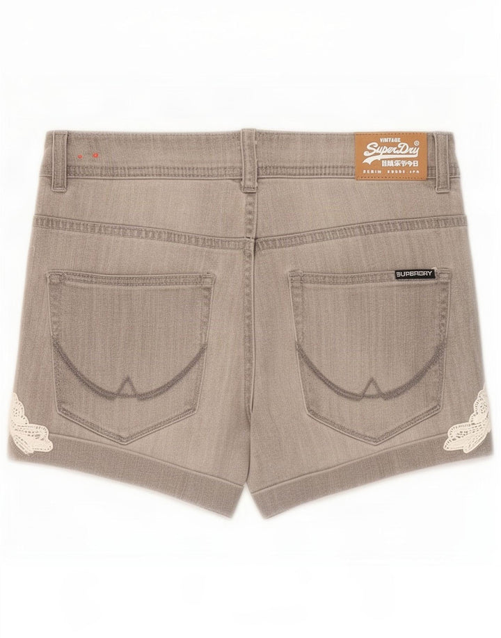 Superdry Damen-Jeansshorts, mittelgroß, W30, graue Baumwolle