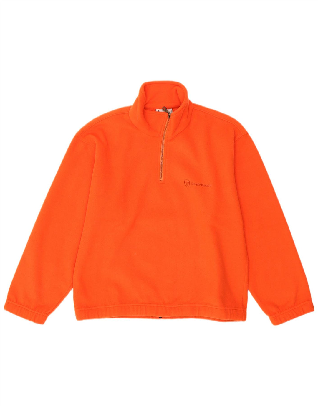 Sergio Tacchini Herren-Fleecepullover mit Reißverschluss am Hals, klein, orangefarbenes Polyester