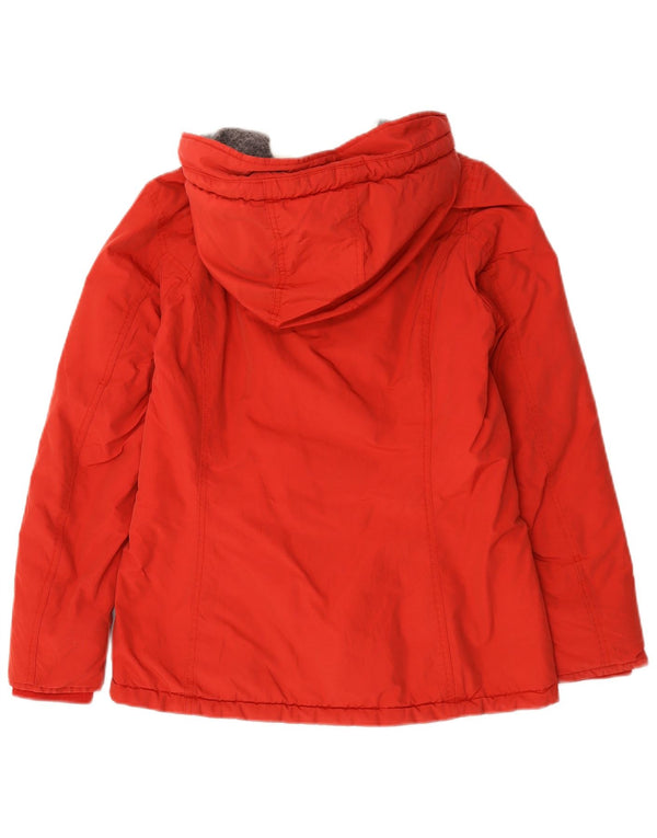 Woolrich Damen-Parkajacke mit Kapuze, UK 14, mittelrote Baumwolle