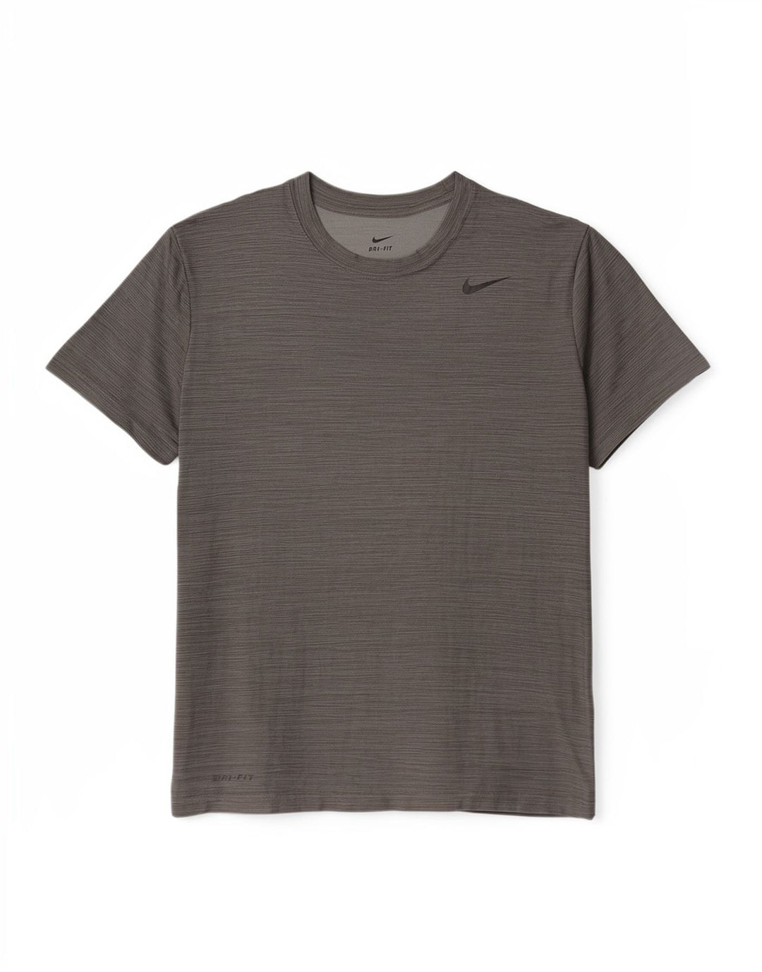 Nike Herren-T-Shirt-Oberteil aus mittelgrau gestreiftem Polyester