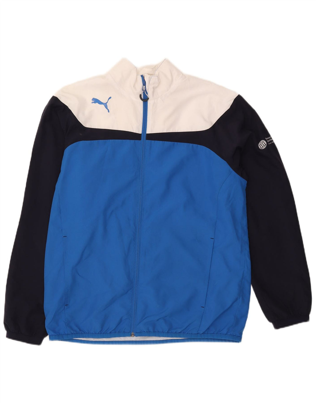 Puma Herren-Trainingsanzug-Top-Jacke, großes blaues Farbblock-Polyester