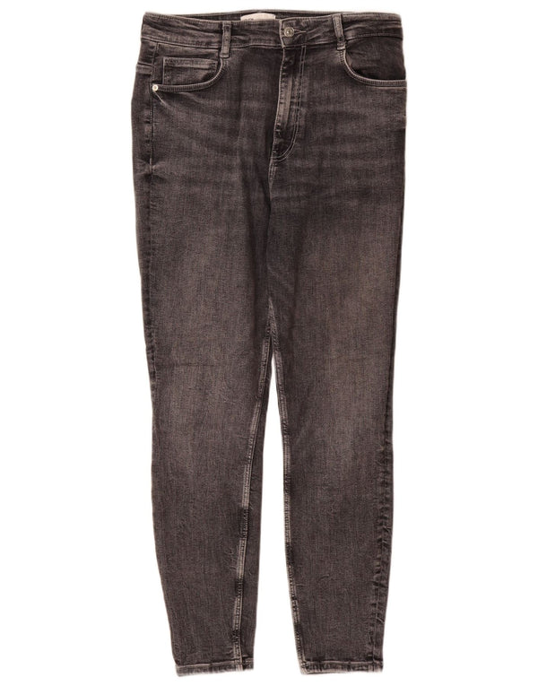 Zara Damen-Jeans mit hoher Taille, Röhrenjeans, EU 44, XL, W34, L29, graue Baumwolle