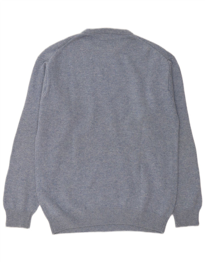 Gant Herren-Pullover mit Rundhalsausschnitt, groß, blaue Lammwolle