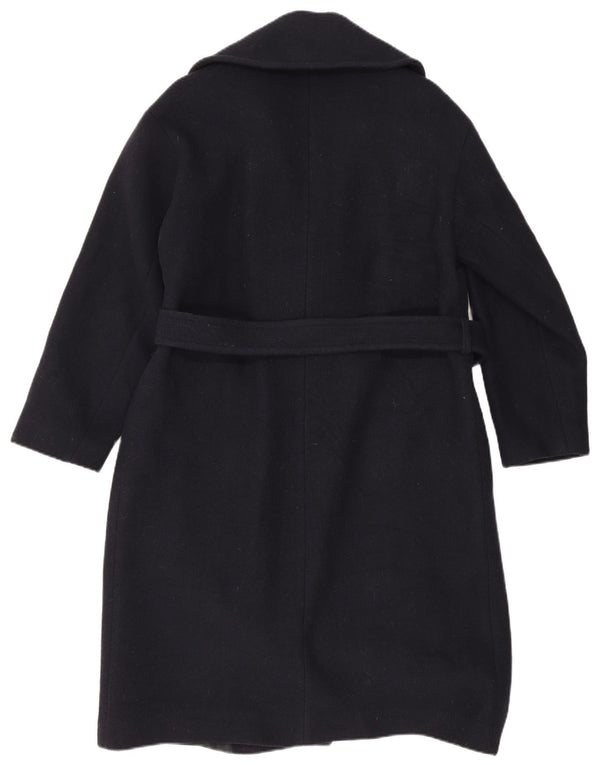 Zara Damen Zweireihiger Mantel UK 6 XS Marineblaue Wolle