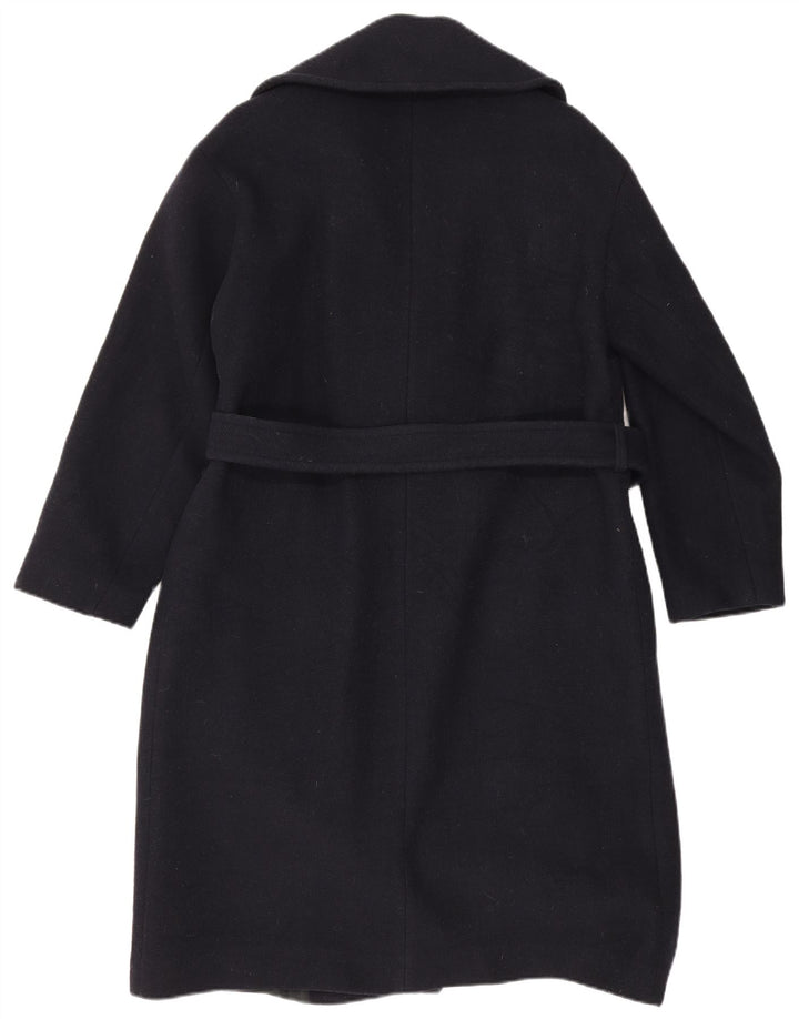 Zara Damen Zweireihiger Mantel UK 6 XS Marineblaue Wolle