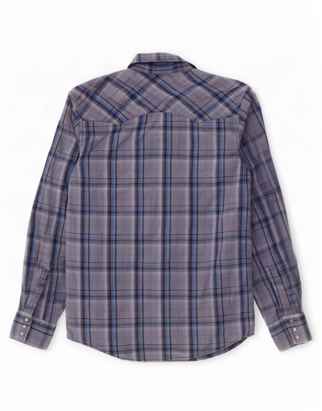 Wrangler Herrenhemd aus mittelblau karierter Baumwolle