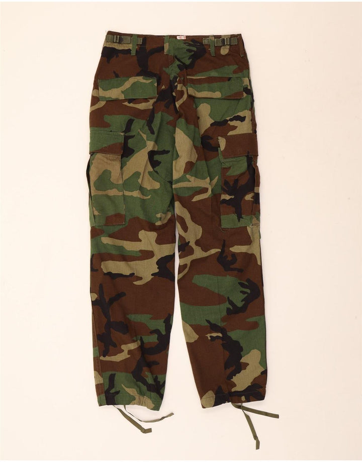 VINTAGE Gerade Herren-Cargohose W27 L29 Braune Camouflage-Baumwolle