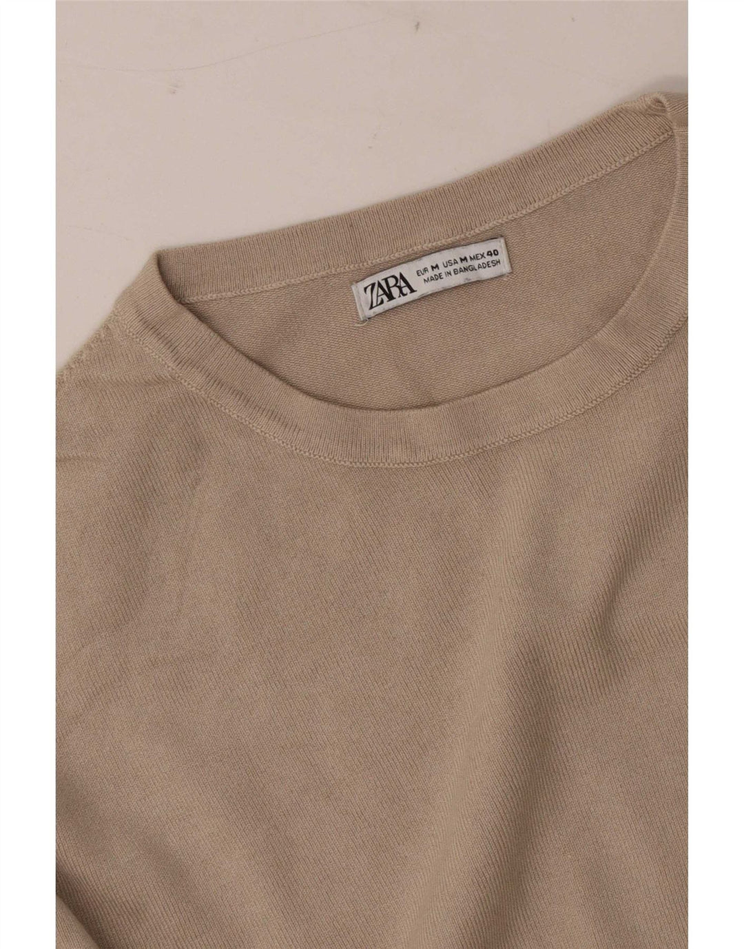 Zara Herren-Pullover mit Rundhalsausschnitt, Mittelbeige