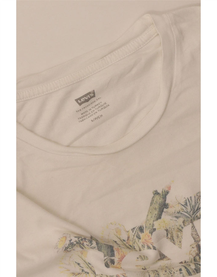 LEVI'S Damen-T-Shirt mit Grafik, UK 10, Größe S, Weiß