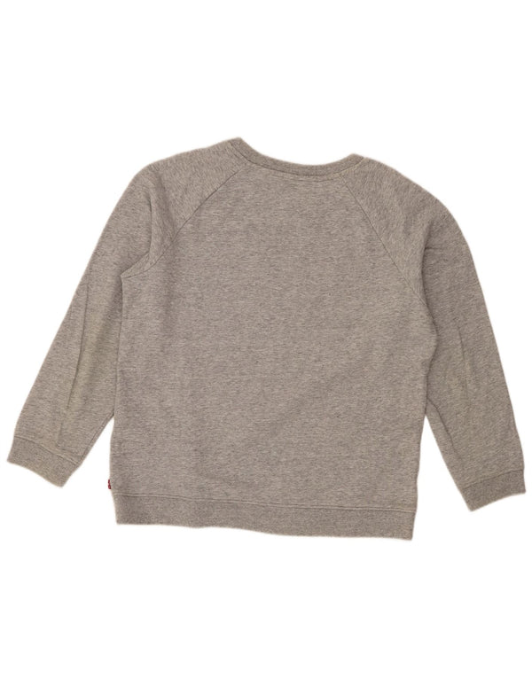 Levi's Damen Grafik-Sweatshirt-Pullover UK 14 Mittelgrau gefleckte Baumwolle