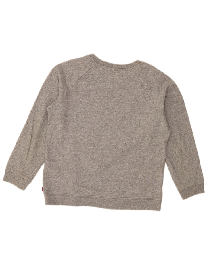 Levi's Damen Grafik-Sweatshirt-Pullover UK 14 Mittelgrau gefleckte Baumwolle